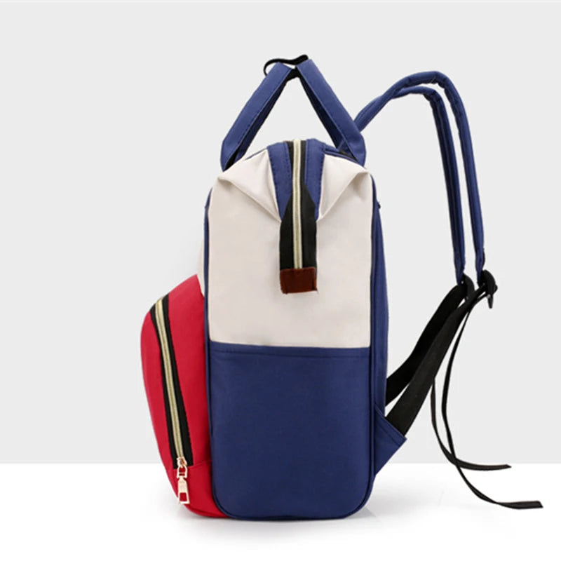 Canvas Baby Diaper Bag with Thermal Bottle Pockets & Hanging Design