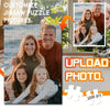 A family portrait photo is shown next to a jigsaw puzzle, with text prompting users to upload a photo for customization.