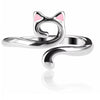 Silver adjustable cat-ear yarn guide ring for knitting and crochet