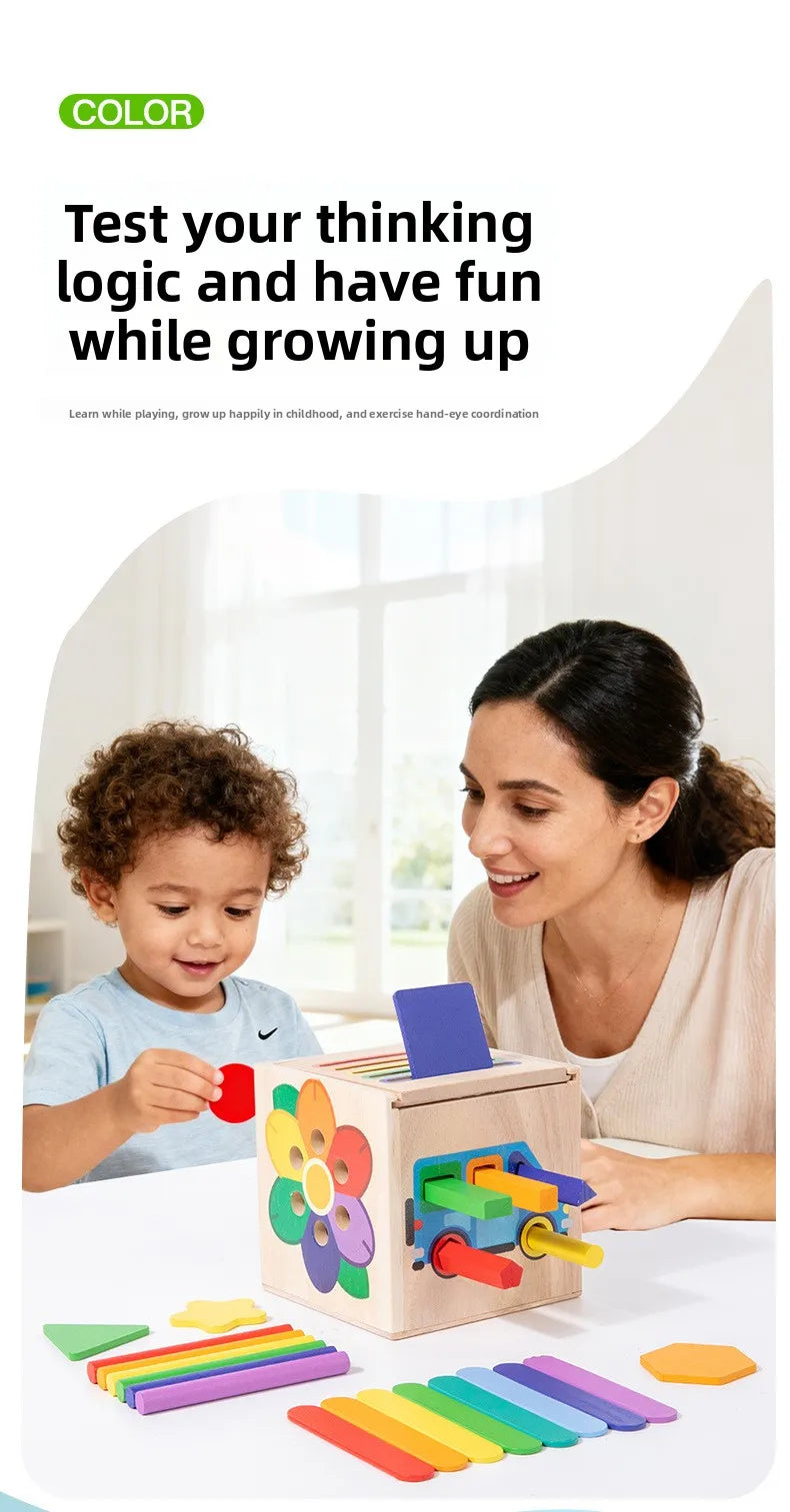 5-in-1 Wooden Shape & Color Sorting Toy for Toddlers