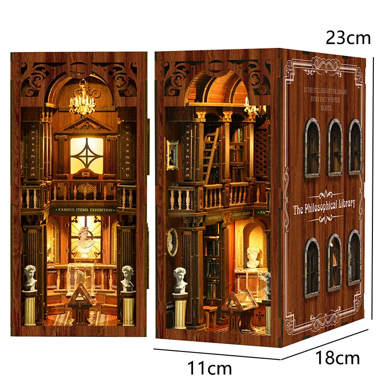 DIY Miniature Book Nook Kit - Retro Wooden Dollhouse Shelf Decor