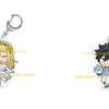 Chibi acrylic keychain featuring a female character with blonde hair and a bow, attached to a silver keyring.