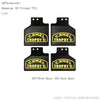 Set of black 3D printed TPU mud flaps and exhaust mufflers for an FCX10 Range Rover RC car.