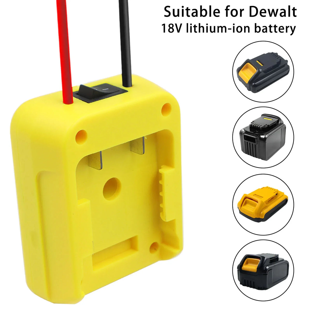 Battery Adapter with Switch and Fuse for Power Tool Batteries