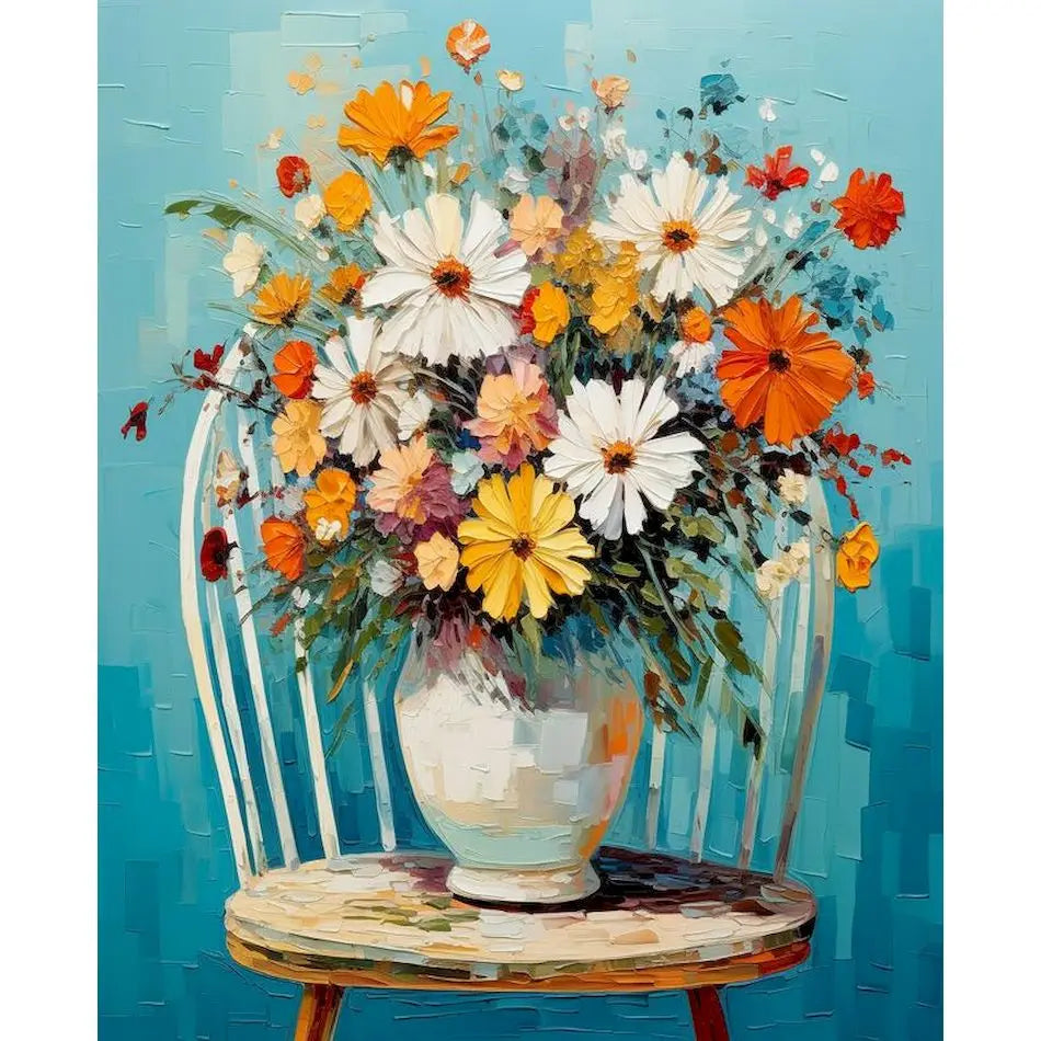 DIY Paint by Numbers Kit | Flowers in Vase | Acrylic Canvas Art with Frame