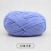 A ball of light blue pre-dyed milk cotton yarn used for knitting and crochet.
