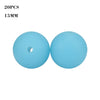 A pair of light blue silicone beads, 15mm in size, for jewelry making.