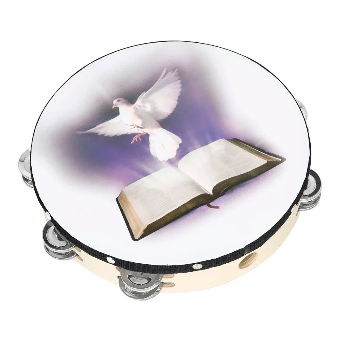 Professional Wooden Tambourine with Double Row Jingles