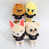 A set of eight cute cartoon animal plush toys including a brown fox, a yellow chick, and three white dog-like characters.