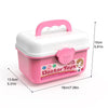 Pink doctor toy box with a lid and medical tools for pretend play