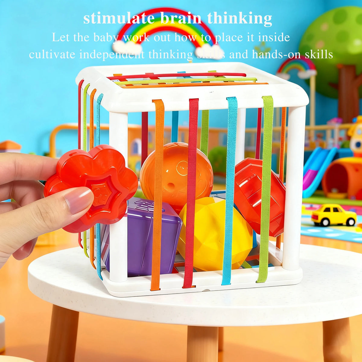 Rainbow Sensory Grasping Ball with Rattle and Teether