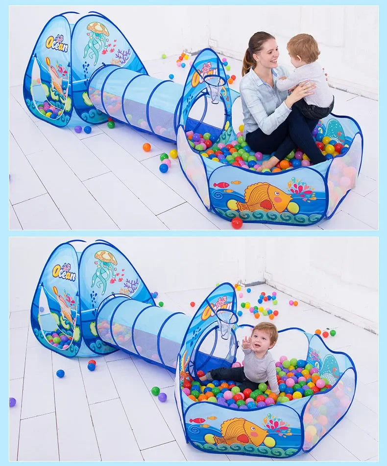 3-in-1 Kids Ball Pit Play Tent with Tunnel