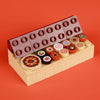 A set of mini supermarket and food building blocks featuring various themed bricks like pizza, cake, and condiment.