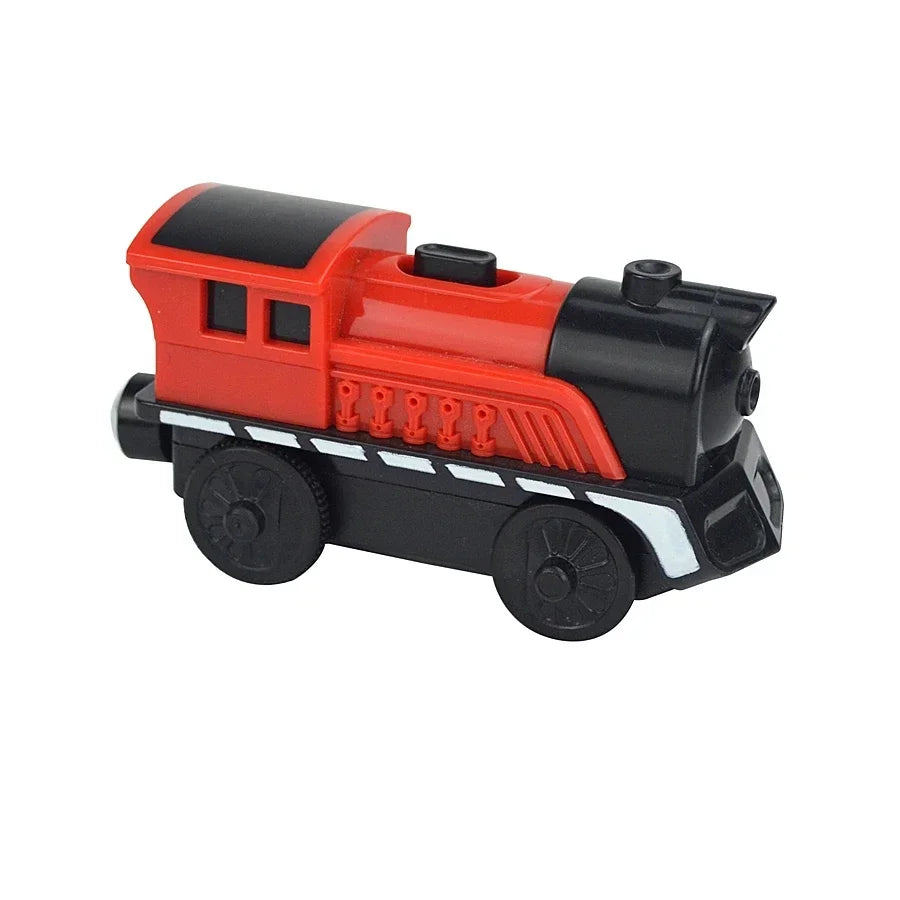 Magnetic Wooden Train Set with Locomotive and Two Carriages