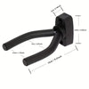 A black universal guitar wall mount hanger with a curved bar and mounting plate.