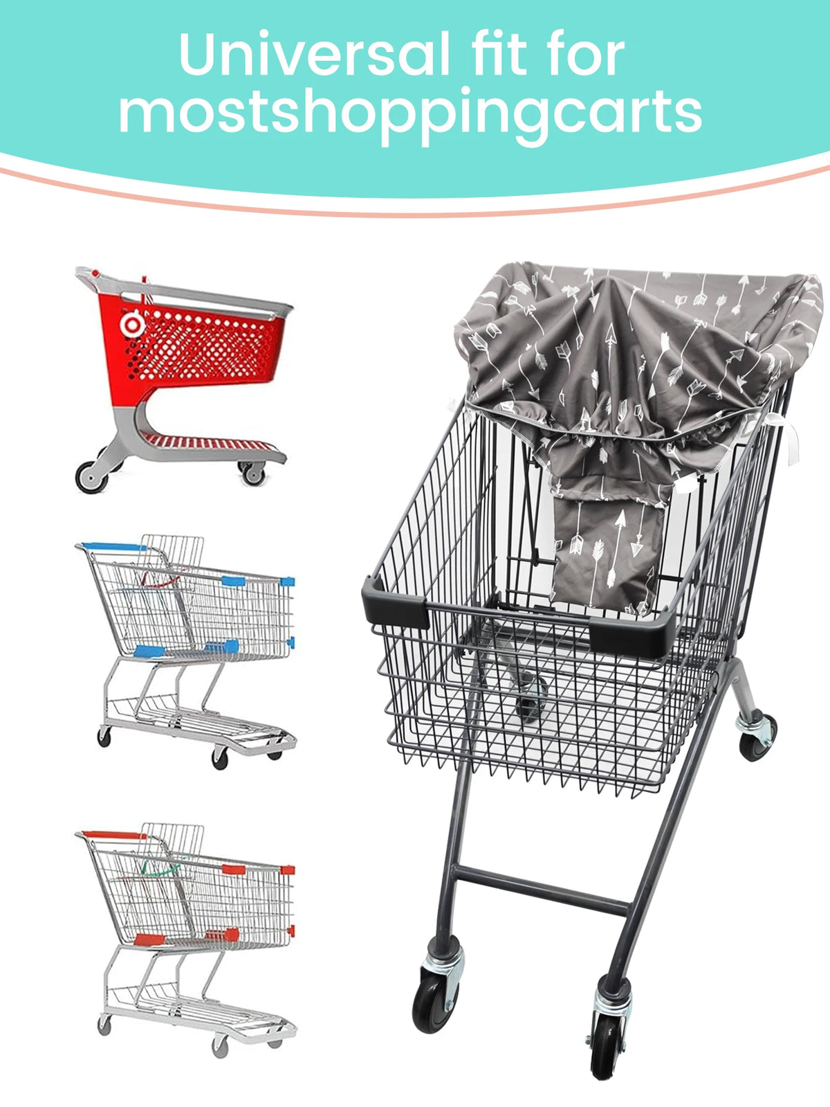 Waterproof Baby Shopping Cart Seat Cover with Travel Bag