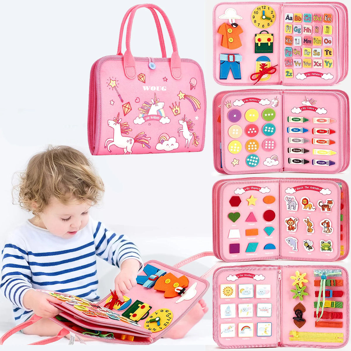 Montessori Busy Board for Toddlers – Sensory Learning & Fine Motor Skills Activity Board