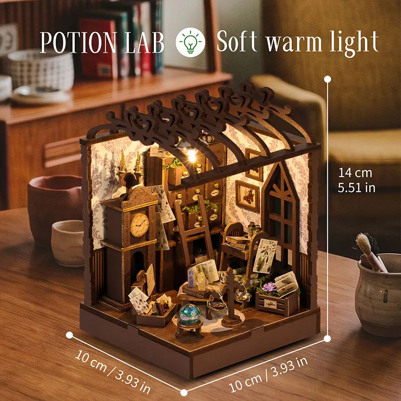 DIY Wooden Miniature House Kit with LED Lighting