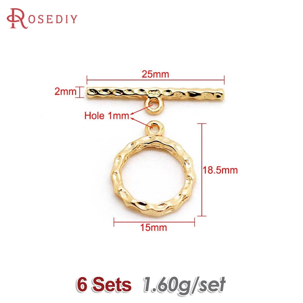 A set of six 18K gold round O-toggle clasps for bracelets and jewelry making