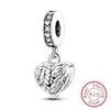 A sterling silver heart charm bead with a textured design and a bail for bracelets.