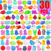 A collection of colorful squishy fidget toys and sensory stress relief items in various shapes and colors.