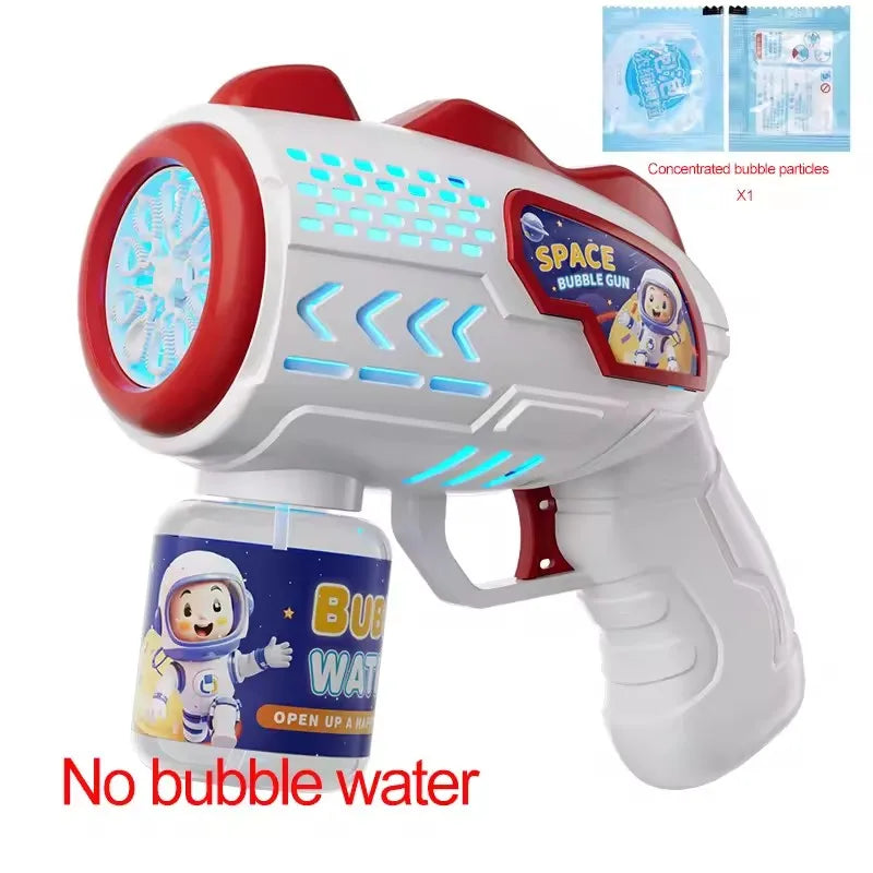 Weißes und rotes Luftpistolenspielzeug mit blauem Licht, für Kinder konzipiert.