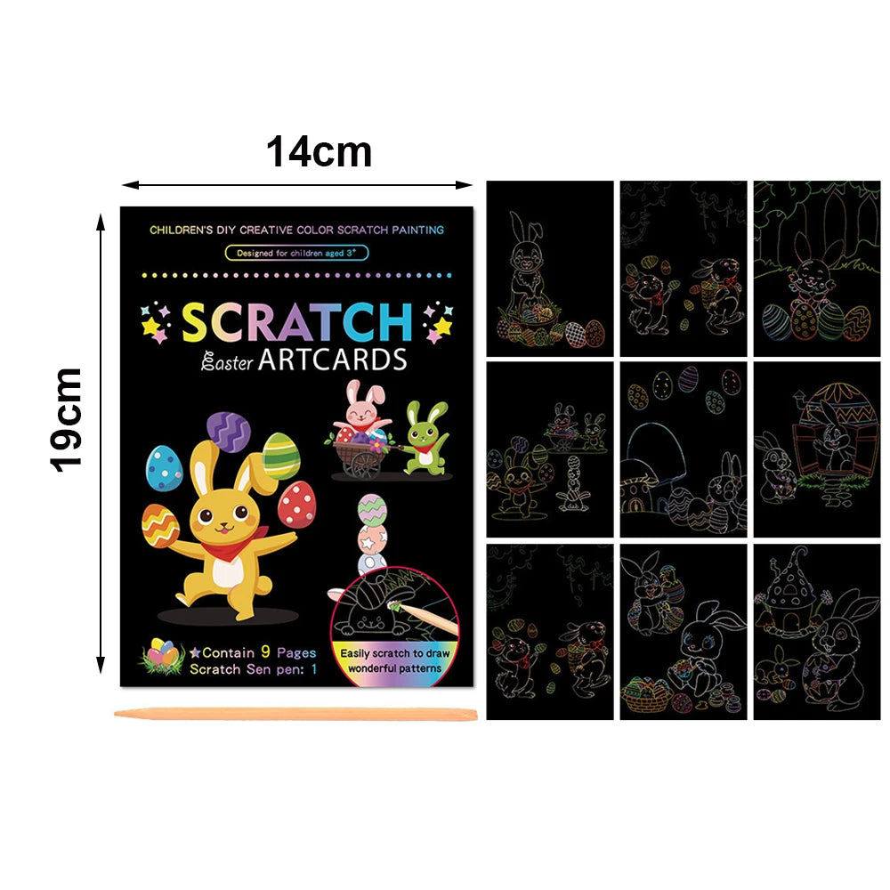Rainbow Scratch Art Paper Set for Kids – DIY Graffiti & Drawing Activity Book