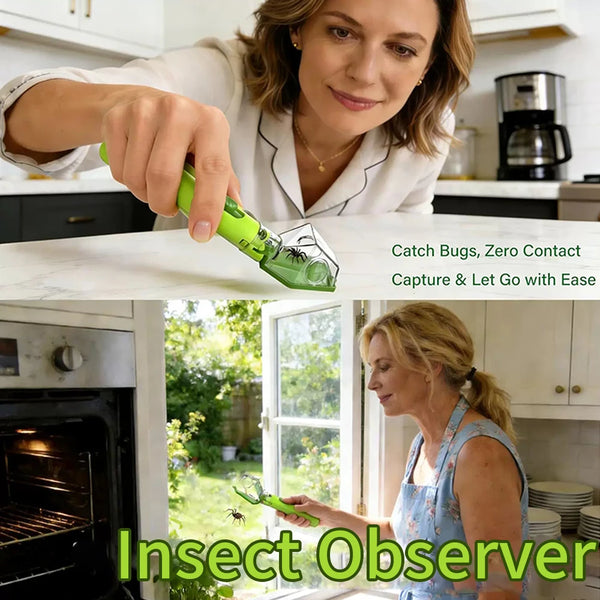 A woman uses an insect observer to catch bugs and lets them go with ease.