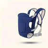 A navy blue all-season multi-position baby carrier sling with light beige straps.