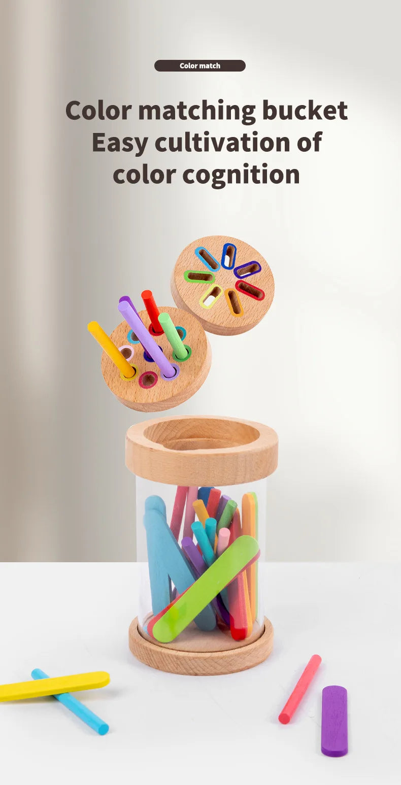 Wooden Color Sorting Toy for Toddlers – Montessori Fine Motor Skills Game