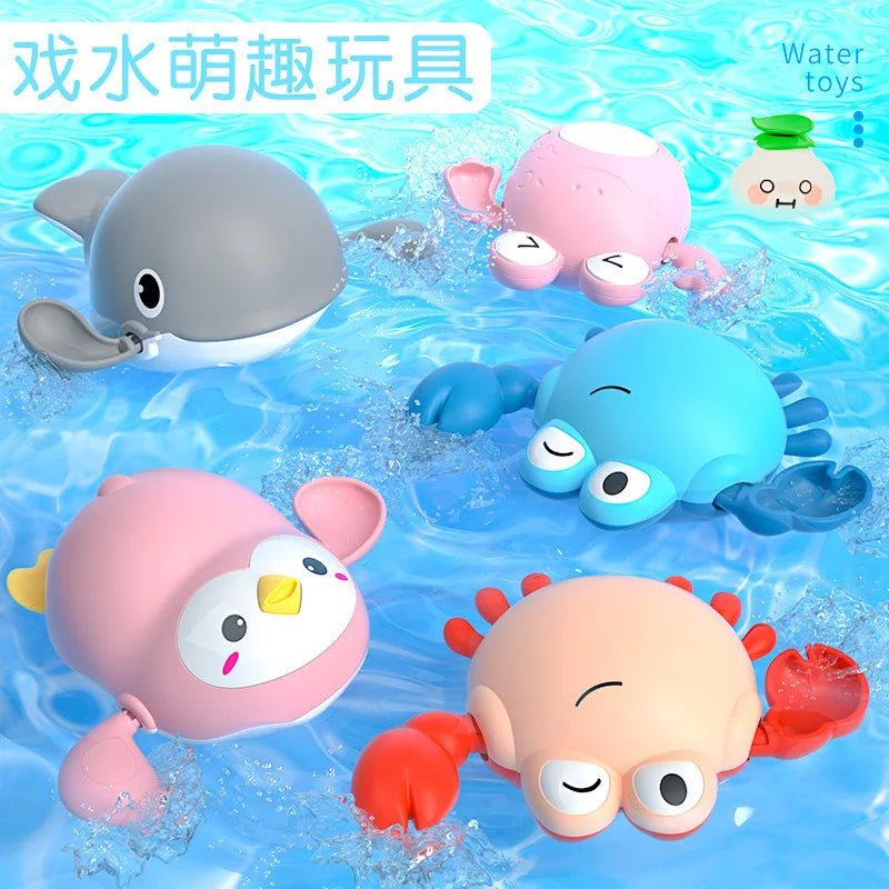 Spring-Powered Bath Toys for Kids – Cute Turtle, Duck, and Whale Water Toys