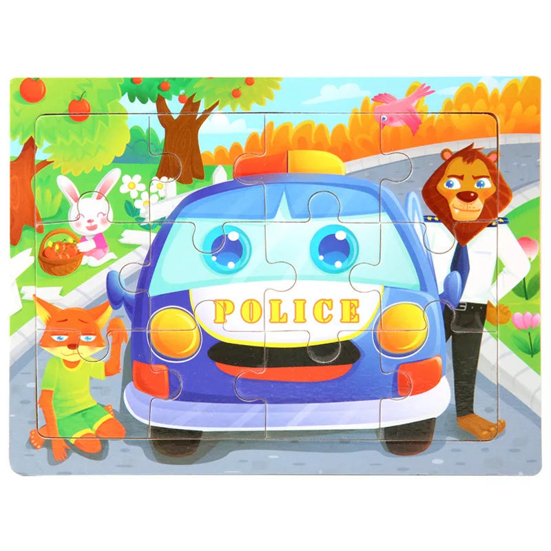 Wooden Animal Jigsaw Puzzles for Toddlers (Set of 12)