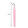 A pink precision stainless steel tweezers with sharp tips shown against a white background.