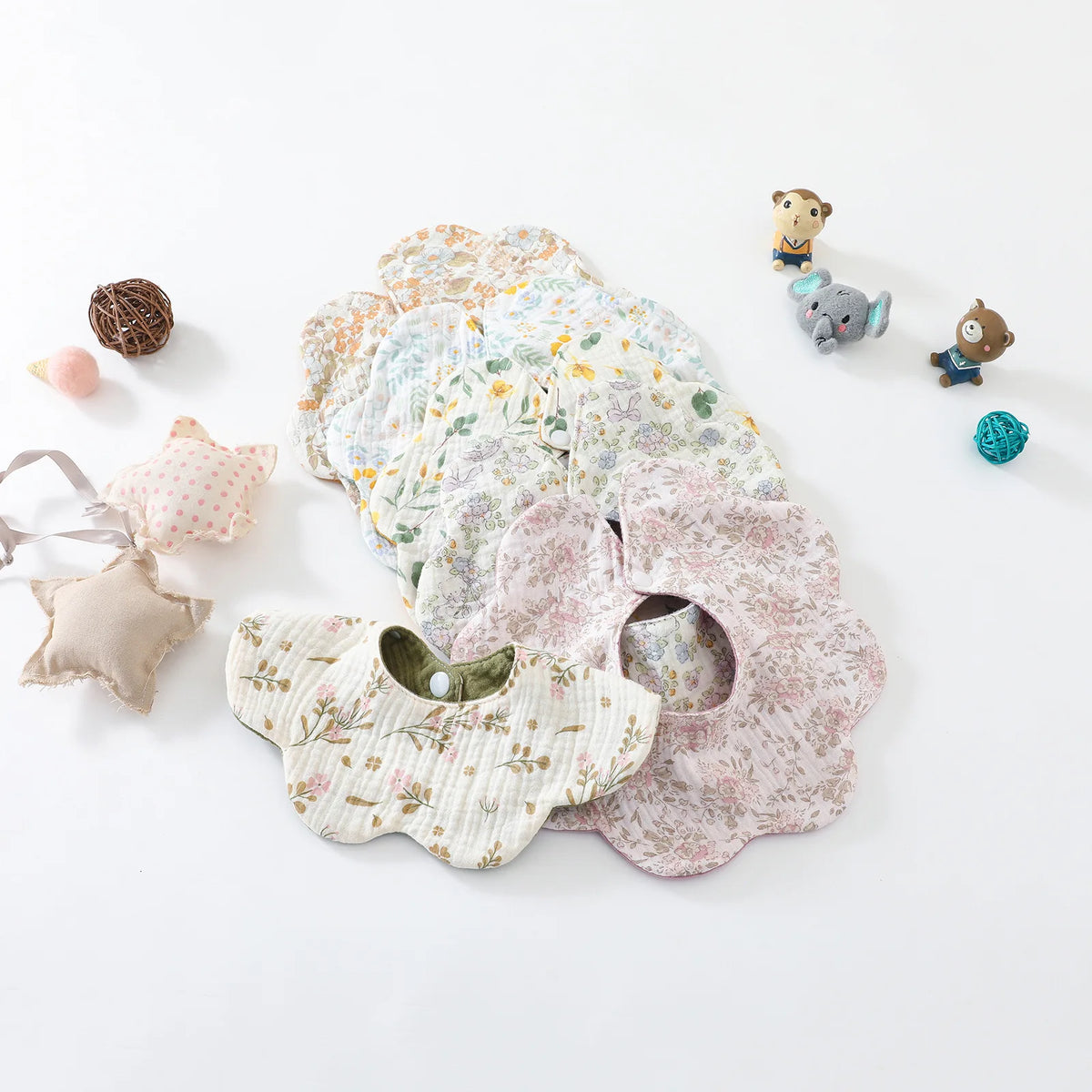 6-Layer Cotton Baby Bib with Reversible Design