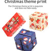 A set of Christmas theme print fidget cubes in red and blue colors.