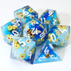 Handmade Resin D&D Dice Set – 7 Polyhedral Dice with Floral Design