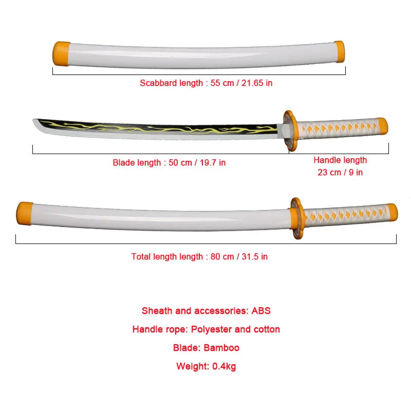 A replica Demon Slayer Tanjiro Katana sword featuring a bamboo blade and ABS sheath.