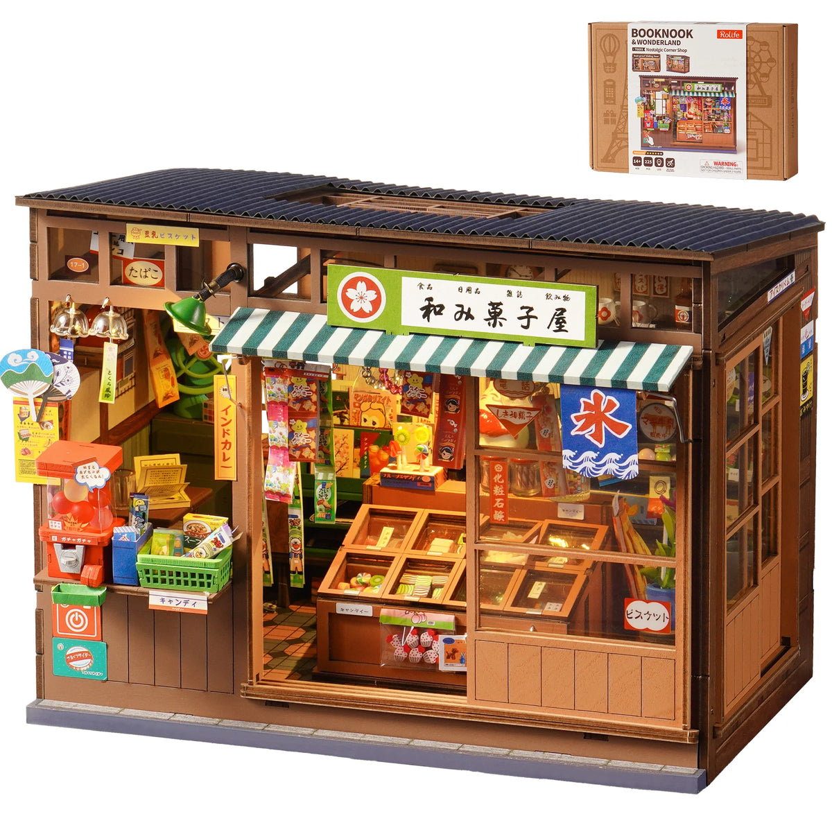 Nostalgic Japanese Corner Shop DIY Book Nook Kit with LED Lighting