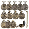 A collection of steampunk dragon pocket watch dice cases and a gold-plated watch case with an open lid.