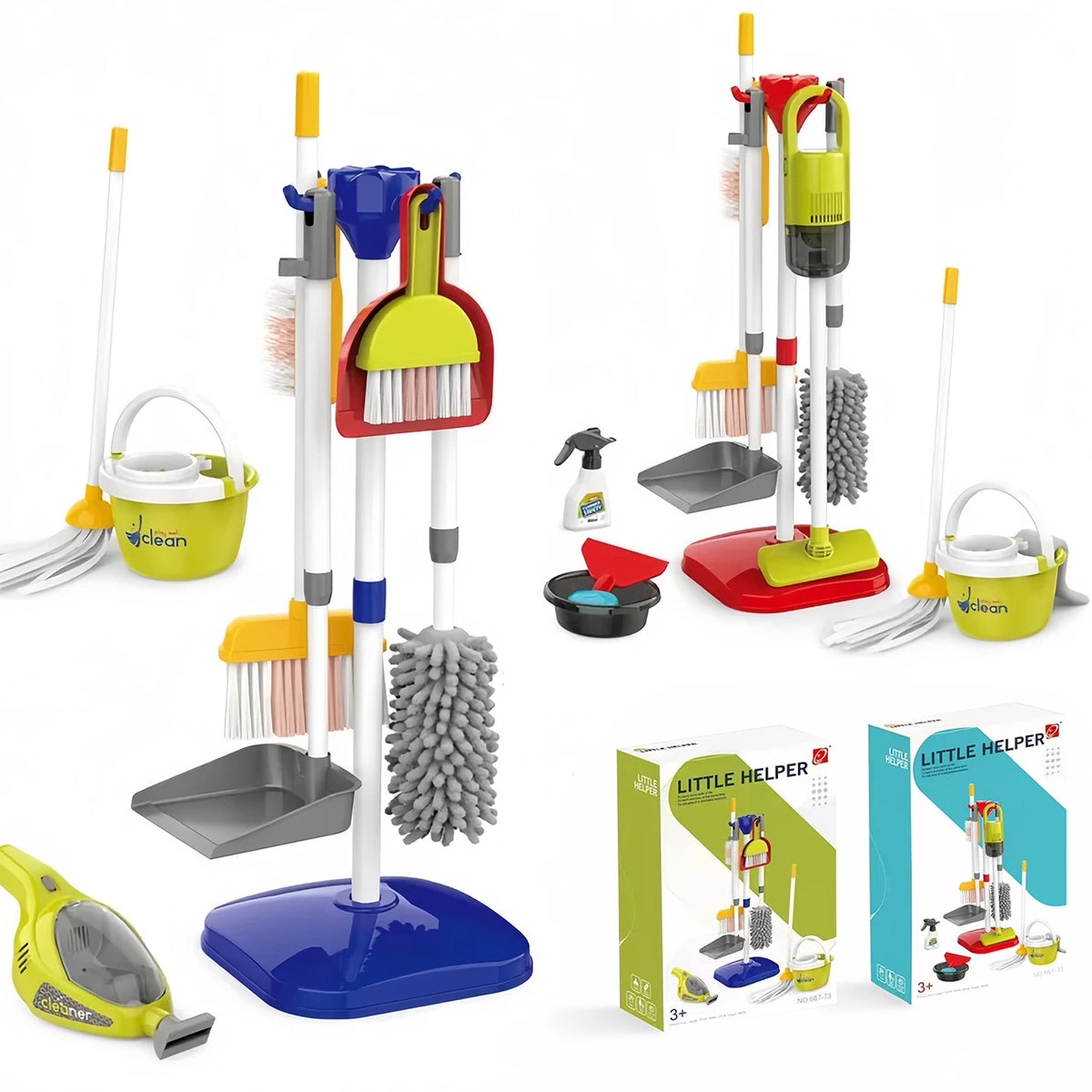Kids' Pretend Play Cleaning Set with Vacuum & Dustpan