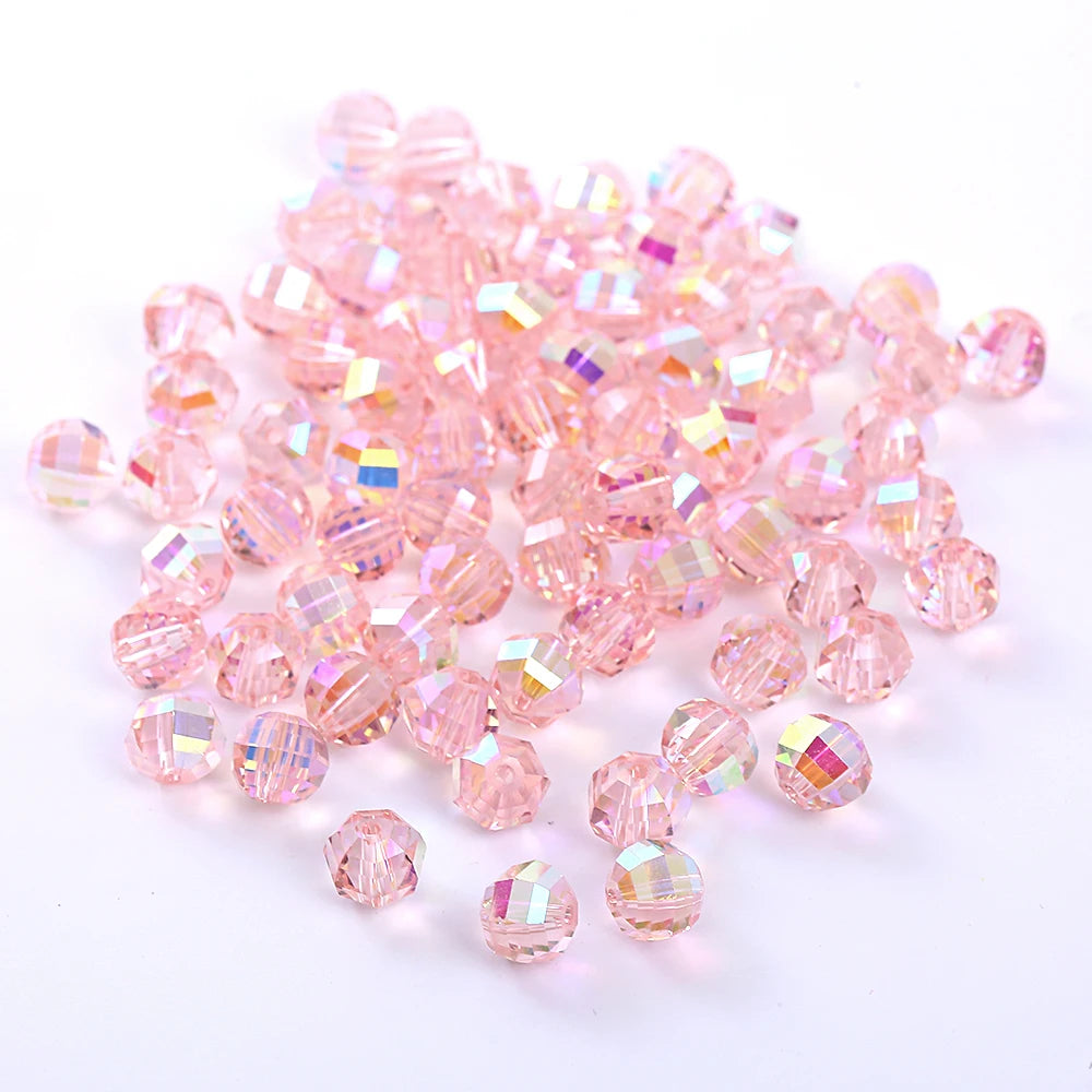 8mm Glass Watermelon Loose Beads for Jewelry Making (50-Pack)