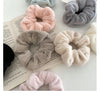 Plush Knit Scrunchie Hair Ties with Leather Accent
