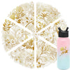 A transparent sticker pack featuring golden botanical line art designs arranged in a cross pattern.