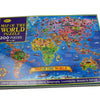 A box of a 200-piece map puzzle titled Map of the World featuring various continents and oceans.