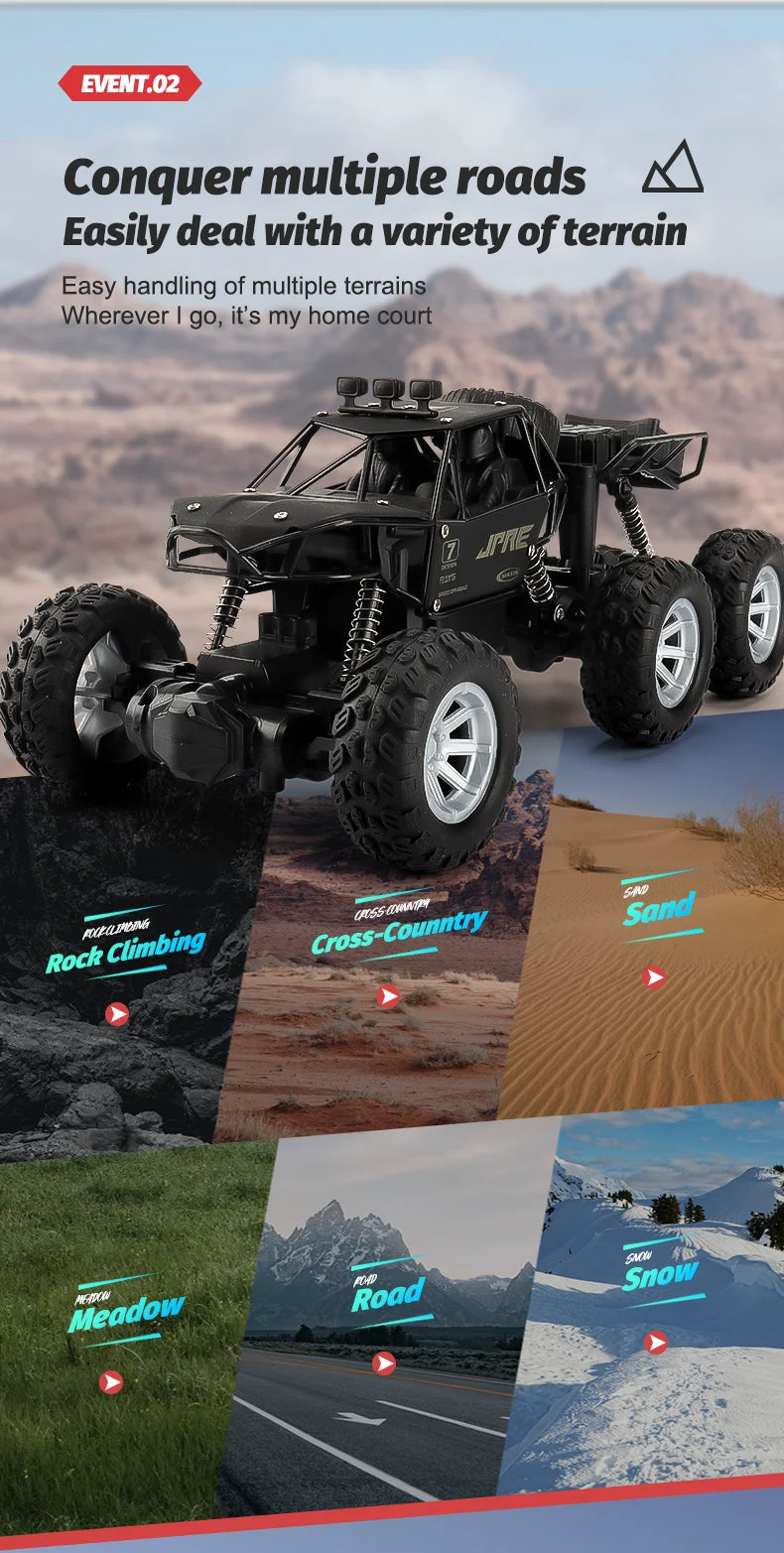 Six-Wheel Drive Off-Road RC Truck with Alloy Frame