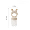 A silicone fruit food feeder and cooling mold set with a cute animal shape, measuring 4.5cm by 12.5cm.