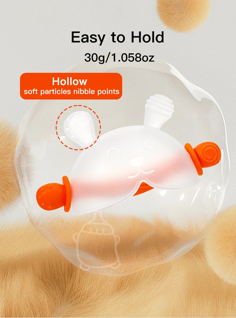 Bunny Silicone Teething Toy with Hidden Handle