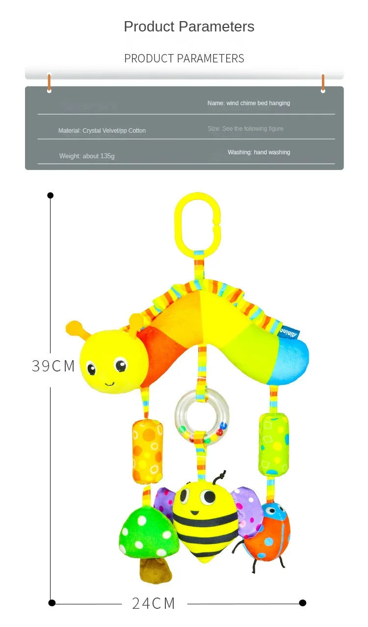 Rainbow Animal Plush Stroller Toy for Babies 0-3 Years