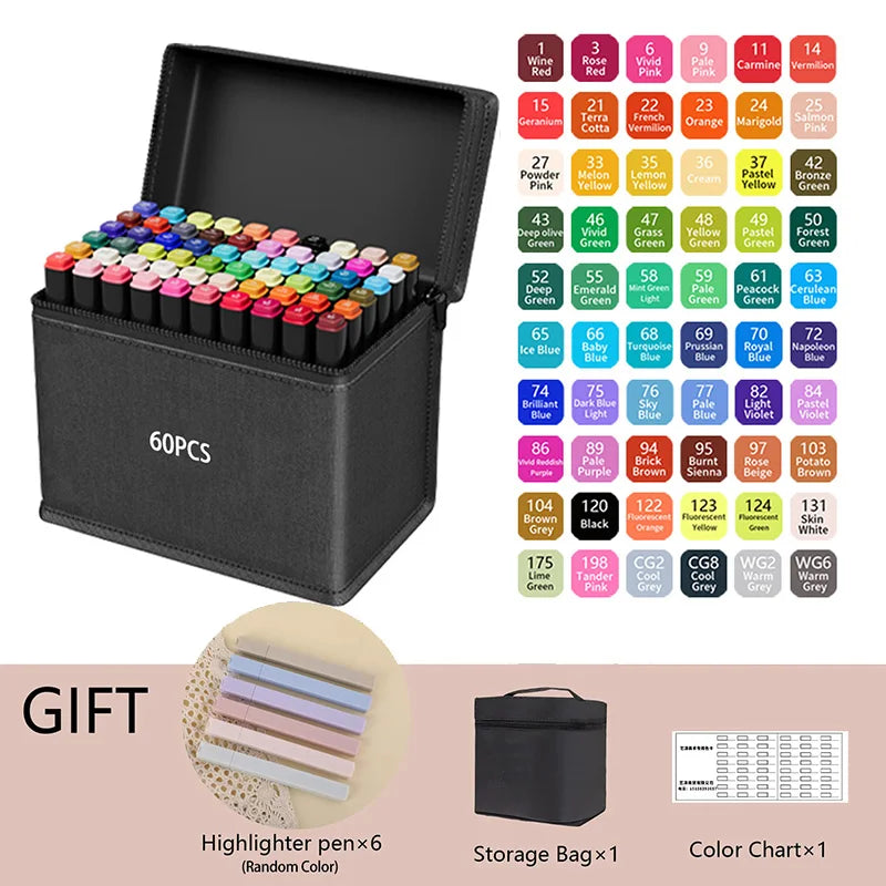 Dual-Tip Alcohol Art Markers – 168 Color Set for Illustration & Sketching