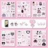A collection of retro Japanese stickers featuring cute and aesthetic designs for laptops, phones, and scrapbooking.